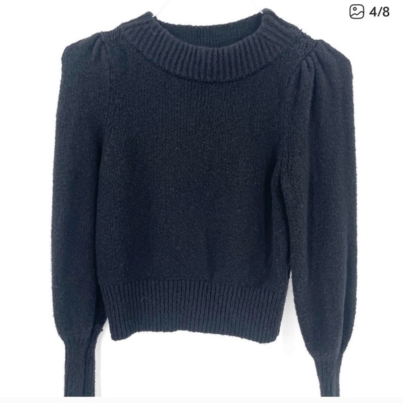 ANTHROPOLOGIE Maeve Puff-Sleeved Ribbed Cotton Long Sleeve Sweater - Picture 3 of 3
